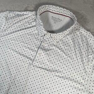 Maelreg Performance‎ Polo Shirt Men's 2XL White Spotted Lightweight Golf UPF